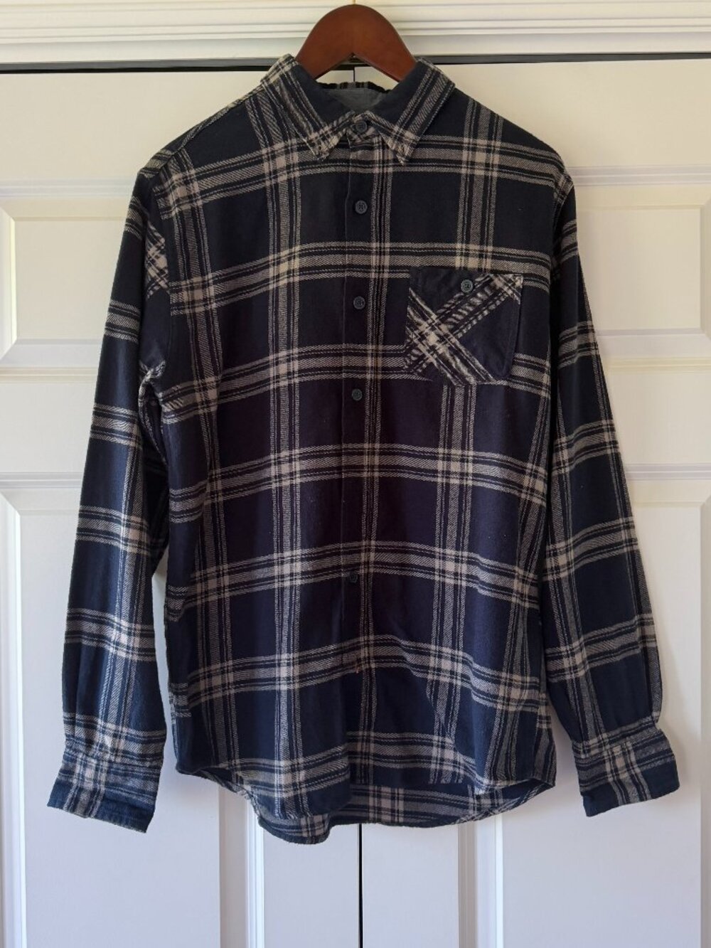 Weatherproof Vintage Plaid Flannel Shirt Navy Blue Size Small